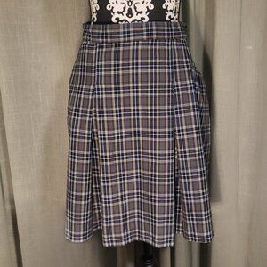 Dennis School Uniform Stitched-Down Kick Pleat Skirt LL Plaid J17